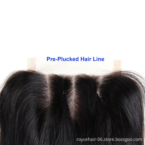 Raw Virgin Unprocessed Brazilian  4X4  Super Fine Straight Hair Swiss Lace Closure With Baby Hair